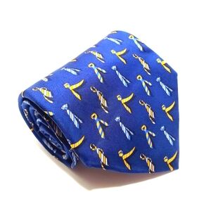 Salvatore Ferragamo Necktie Blue Geometric Silk Neck Tie Necktie Theme